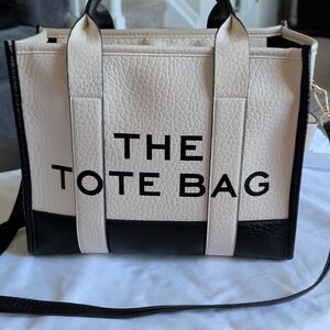 Women's Cream and Black Logo Tote